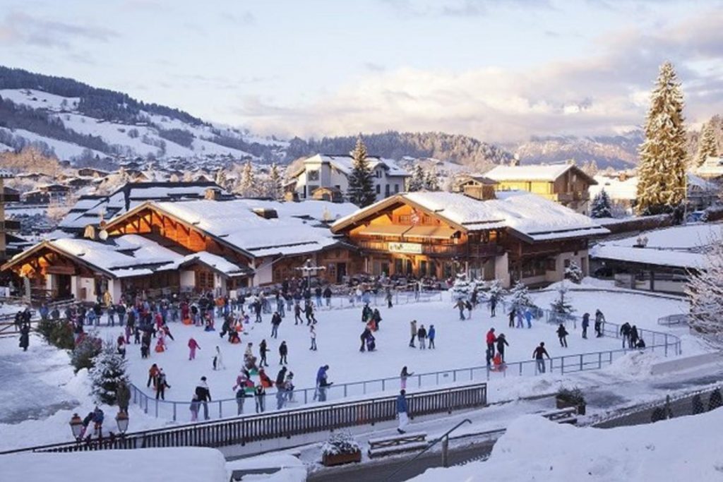 Megeve's stunning ice rink. Credit Megeve