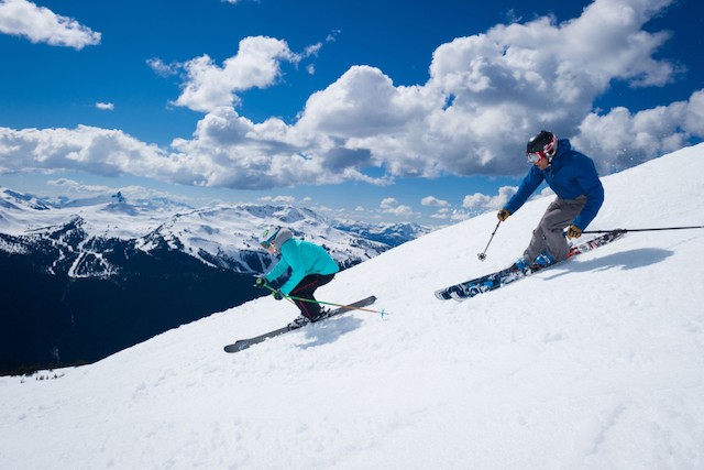 Skiers on the snow in Whistler