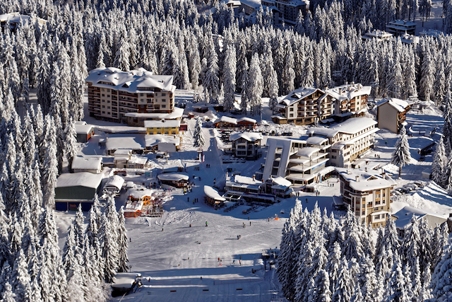 The town of Pamporovo at the bottom of ski piste