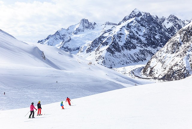 UK The vert in Courmayeur is long and fun to ski or ride.