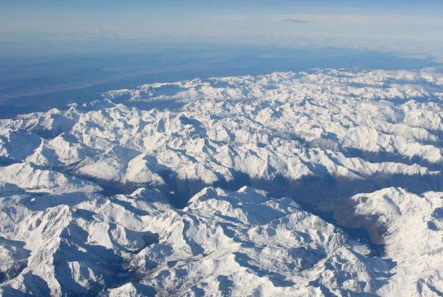 Mountains in the Pyrenees from the sky